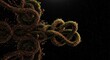 © naima - Knot glitch. Twisted noise. Tangled pixels. Earth brown moss analog defect dust scratches on dark black.