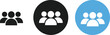© Rasida - Three Stylized Icons of a Group of People in Black, White, and Blue Color Variations silhouette team