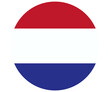 © WASIF-MEHMOOD - Dutch flag design in a circular shape with red, white, and blue colors isolated on transparent background