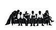 © Digonto - Group of people seated on a couch depicted in a stark silhouette