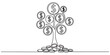 © Anima Rani - A simple black and white line drawing of a money tree growing from a pile of various coins today Vector, illustration