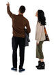 © Martin - Man and woman looking at something and pointing at it. PNG image isolated on white and transparent background