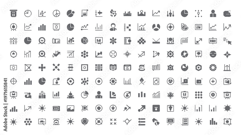 Set of 150 Business Data Analytics Graph Chart Vector Icons Stock ...