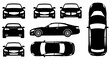 © Khathillu - Car Silhouettes Collection: Front, Side, Top Views of Modern Automobiles
