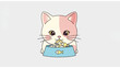 © aice - Cartoon Cat Eating from Bowl.