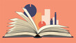 © MD - Knowledge and data concept featuring an open book with various infographic charts and statistical bars rising up.
