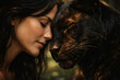 © Pablicus - Woman with Freckles and Black Cat Share an Intimate, Peaceful Moment Together