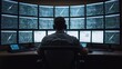 © Jack - Advanced defense radar station visualizing missile trajectory tracking across national airspace using integrated air defense monitoring system.