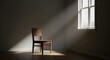 © Herry - empty room with chair,Minimalist Wooden Chair Empty Room