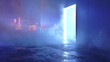 © Sajib - A brightly lit doorway opens into a misty, futuristic room