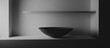 © Fana Art - Monochrome Serenity: A Solitary Black Bowl in a Softly Lit Architectural Niche.