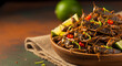 © Wisnu - Crispy fried grasshoppers, an exotic sustainable protein snack, garnished with zesty lime and spicy chili, a unique culinary adventure and alternative food source
