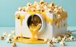 © YiuCheung - Popcorn spills from a camera caramel drips down its sides.