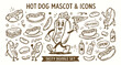 © Avartde - Vintage 1930s Retro Hot Dog Mascot and Fast Food Doodle Set