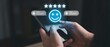 © ABSTRACTARTWORK - Engaging customer feedback and ratings mobile device digital interaction indoor setting close-up view user experience analysis for improved business performance