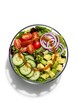 © Nana - Fresh Healthy Vegetable Salad in a Glass Bowl with Dressing