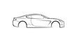 © Jihad - Detailed side profile outline drawing of a modern sports car coupe with the clean lines capture the sleek form and dynamic silhouette of vehicle