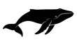 © lomi - Black silhouette of a whale swimming.