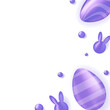 © Анастасия Гудантова - Easter banner with space for text. Painted purple 3D Easter eggs. Banner for advertising, sales, announcements, posts, flyers, or brochures.