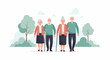© Faris - Elderly Couples Walking Together in Park.