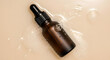 © feysa - Cosmetic serum bottle floating with bubbles transparent background overhead view