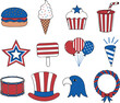 © Azadur - Set of 4th july emblemNational flag of canada day celebration background in watercolor style.