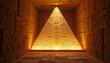 © Ahsan Ali - Ancient carved symbols and futuristic glowing AI bot etchings share pyramid wall texture with android figures and UFO imagery