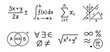 © ObDesign - Hand-Drawn Mathematical Equations and Scientific Symbols on White, Vector Illustration for Education, STEM Learning, Problem-Solving, and Analytical Marketing or Branding Concepts