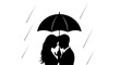 © Roni - Couple Silhouette Under Umbrella in Rain