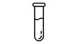 © M - Minimalist Test Tube Vector Icon Illustration for Science and Education. Sleek Black Line Art of Laboratory Glassware with Liquid, Ideal for Chemistry, Biology, Research, and Medical Projects.