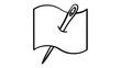© Swarnali - Minimalist black and white vector icon illustration of a sewing needle piercing through a piece of fabric or cloth, ideal for tailoring, embroidery, textile craft, and DIY handmade fashion design.