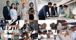 © fizkes - Workflow and communication of diverse businesspeople and colleagues at workspace exuding confidence, teamwork, collaboration, goal achievement, showcasing competition and brainstorming, collage view
