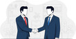 © Bappi - Two businessmen shaking hands in a modern office interior representing professional partnership successful corporate deal and business collaboration vector illustration