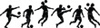 © S A F I Y A - Soccer Player Silhouettes in Action Set on White Background