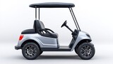 Sleek Silver Golf Cart With Canopy and Comfortable Seats for Recreational Use and Leisurely Rides