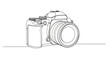 © STwul - Detailed outline drawing of a single-lens reflex camera with a prominent lens