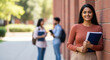 © PRASANNAPIX - Smiling Indian Student on University Campus Holding Notebooks