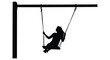 © MIRAJ02 - A young woman joyfully swinging on a rope swing black silhouette