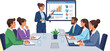 © Abbas - Female presenter leads a business meeting with financial performance data.