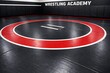 © AntariCode - Clean Empty Wrestling Academy Gym with a Prominent Red Mat Circle