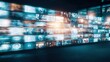 © Generative AI - Massive wall of digital screens displaying fast-moving visuals in a modern technological environment