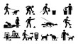 © Mediasegment - Dog Waste Responsibility Silhouette Set – Clean Up After Your Dog, Pet Owner Behavior Icons