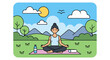 © DATAML - Woman Sitting in Yoga Position Outdoors.