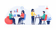 © nadira - Two pairs of colleagues work diligently at desks with laptops in a modern, bright office space