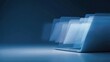 © Firadoaw - digital file folders emerging from laptop screen, efficient data organization and document management workflow, high tech blue background