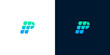 © anello - Modern P Letter Logo Design with Digital Grid Aesthetic in Gradient Blue and Green Tones, Symbolizing Innovation, Data, and Connectivity for Business and Technology Brands