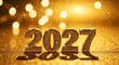 © PoliBegum - Golden glittery 2027 new year's celebration background with bokeh lights