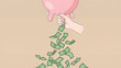 © olgakris - Piggy bank draining cash, financial management, economic strategy, wealth extraction, personal finance, money flow, cash management, banking tips, economic downturn, savings depletion