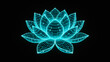 © jianhua - Wireframe Lotus Flower in Cyan 3D Rendering