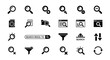 © Seth - Search, Magnifying Glass, Icon Set, 20 Black Vector Graphics, SEO, Web Design Elements